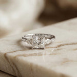 2.25 Ct Princess & Pear Moissanite Side Stone Ring