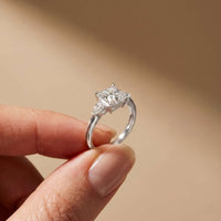 2.25 Ct Princess & Pear Moissanite Side Stone Ring
