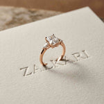 2.25 Ct Radiant & Pear Moissanite Three Stone Elegance Ring