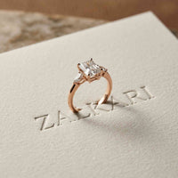 2.25 Ct Radiant & Pear Moissanite Three Stone Elegance Ring