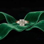 2.25 Ct Radiant & Pear Moissanite Three Stone Elegance Ring