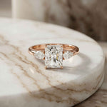 2.25 Ct Radiant & Pear Moissanite Three Stone Elegance Ring