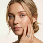 2.25 Ct Radiant & Pear Moissanite Three Stone Elegance Ring