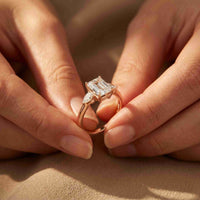 2.25 Ct Radiant & Pear Moissanite Three Stone Elegance Ring
