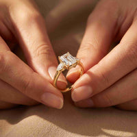2.25 Ct Radiant & Pear Moissanite Three Stone Elegance Ring
