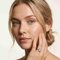 2.25 Ct Radiant & Pear Moissanite Three Stone Elegance Ring