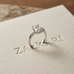2.25 Ct Radiant & Pear Moissanite Three Stone Elegance Ring