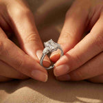 2.25 Ct Radiant & Pear Moissanite Three Stone Elegance Ring