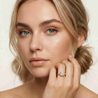 1.90 Ct Cushion & Baguette Moissanite Balanced Elegance Engagement Ring Rose Gold
