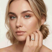 1.90 Ct Cushion & Baguette Moissanite Balanced Elegance Engagement Ring Gold