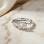 1.90 Ct Cushion & Baguette Moissanite Balanced Elegance Engagement Ring White