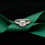 1.90 Ct Cushion & Baguette Moissanite Balanced Elegance Engagement Ring White