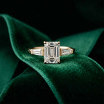 1.90 Ct Emerald & Baguette Moissanite Refined Harmony Engagement Ring Gold