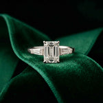 1.90 Ct Emerald & Baguette Moissanite Refined Harmony Engagement Ring White