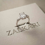 1.90 Ct Emerald & Baguette Moissanite Refined Harmony Engagement Ring White