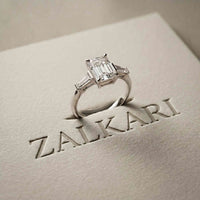 1.90 Ct Emerald & Baguette Moissanite Refined Harmony Engagement Ring White