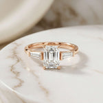 1.90 Ct Radiant Moissanite with Baguette Accents Engagement Ring Rose Gold