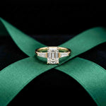 1.90 Ct Radiant Moissanite with Baguette Accents Engagement Ring Gold