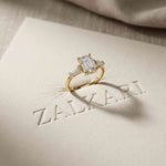 1.90 Ct Radiant Moissanite with Baguette Accents Engagement Ring Gold