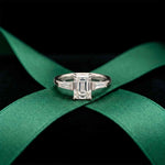 1.90 Ct Radiant Moissanite with Baguette Accents Engagement Ring White