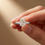 1.90 Ct Radiant Moissanite with Baguette Accents Engagement Ring White