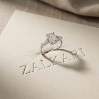 1.90 Ct Radiant Moissanite with Baguette Accents Engagement Ring White