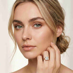 2.14 Ct Asscher Moissanite Cathedral Set Hidden Halo Engagement Ring