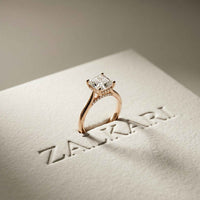 2.14 Ct Asscher Moissanite Cathedral Set Hidden Halo Engagement Ring