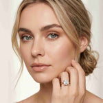 2.14 Ct Asscher Moissanite Cathedral Set Hidden Halo Engagement Ring