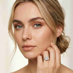 2.14 Ct Asscher Moissanite Cathedral Set Hidden Halo Engagement Ring