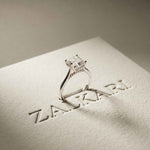 2.14 Ct Asscher Moissanite Cathedral Set Hidden Halo Engagement Ring