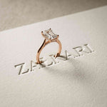 2.15 Ct Emerald Moissanite Under Halo Engagement Ring Rose Gold