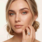 2.15 Ct Emerald Moissanite Under Halo Engagement Ring Rose Gold