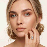 2.15 Ct Emerald Moissanite Under Halo Engagement Ring Rose Gold