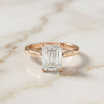 2.15 Ct Emerald Moissanite Under Halo Engagement Ring Rose Gold