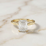 2.15 Ct Emerald Moissanite Under Halo Engagement Ring Gold