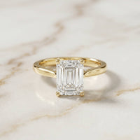 2.15 Ct Emerald Moissanite Under Halo Engagement Ring Gold