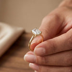 2.15 Ct Emerald Moissanite Under Halo Engagement Ring Gold