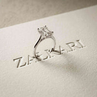 2.15 Ct Emerald Moissanite Under Halo Engagement Ring White