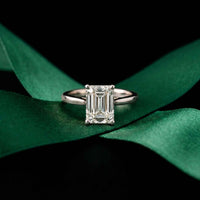2.15 Ct Emerald Moissanite Under Halo Engagement Ring White