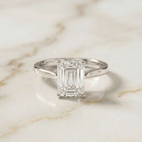 2.15 Ct Emerald Moissanite Under Halo Engagement Ring White