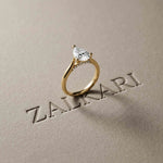 2.14 Ct Pear Moissanite Pavé Bridge Elegant Engagement Ring