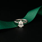 2.14 Ct Pear Moissanite Pavé Bridge Elegant Engagement Ring