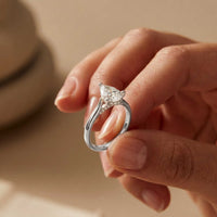 2.14 Ct Pear Moissanite Pavé Bridge Elegant Engagement Ring