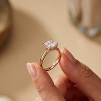 2.14 Ct Princess Cut Moissanite Solitaire with Accent Engagement Ring