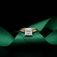 2.14 Ct Princess Cut Moissanite Solitaire with Accent Engagement Ring