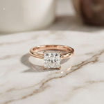 2.14 Ct Princess Cut Moissanite Solitaire with Accent Engagement Ring