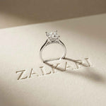 2.14 Ct Princess Cut Moissanite Solitaire with Accent Engagement Ring