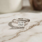 2.14 Ct Princess Cut Moissanite Solitaire with Accent Engagement Ring