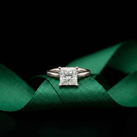 2.14 Ct Princess Cut Moissanite Solitaire with Accent Engagement Ring